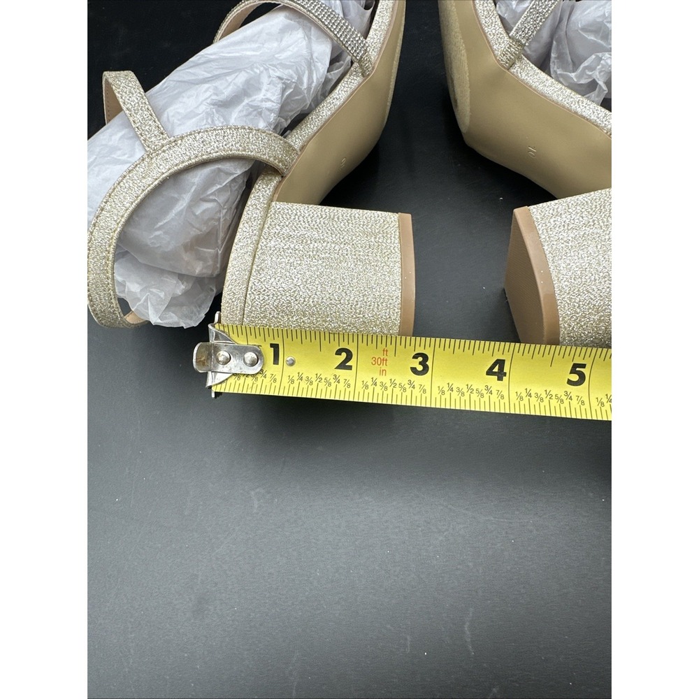 Badgley Mischka Londyn Light Gold Strappy Rhinestone Heels Size 10‎ M - Picture 6 of 8